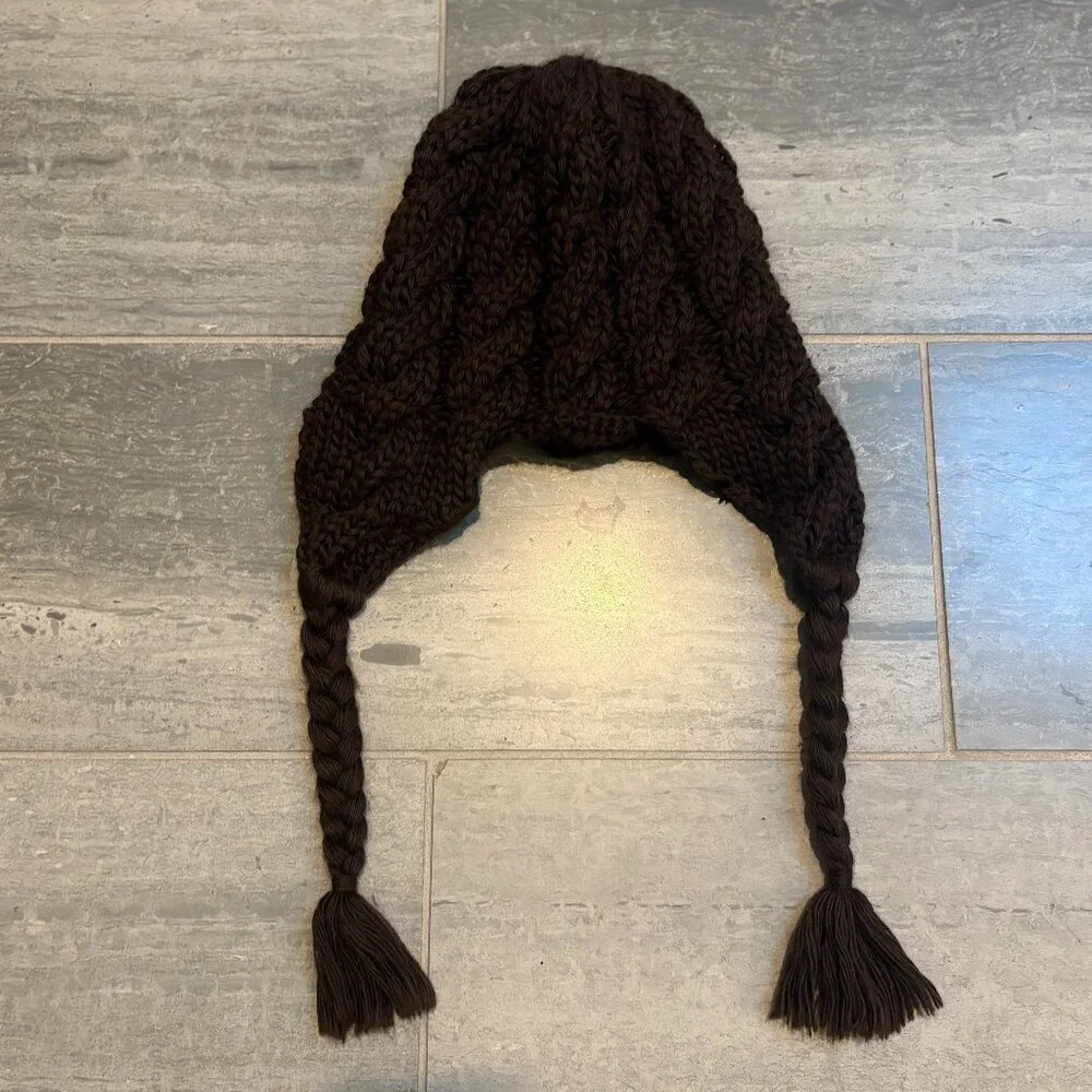 The North Face Cable Knit Tassel Hat Brown One Size